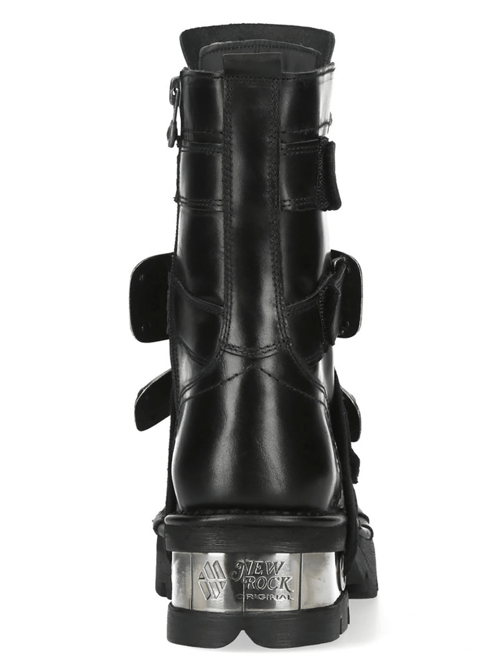 NEW ROCK Men's Boots With Silver Plates and Velcro Straps showcasing rugged design and stylish silver accents.
