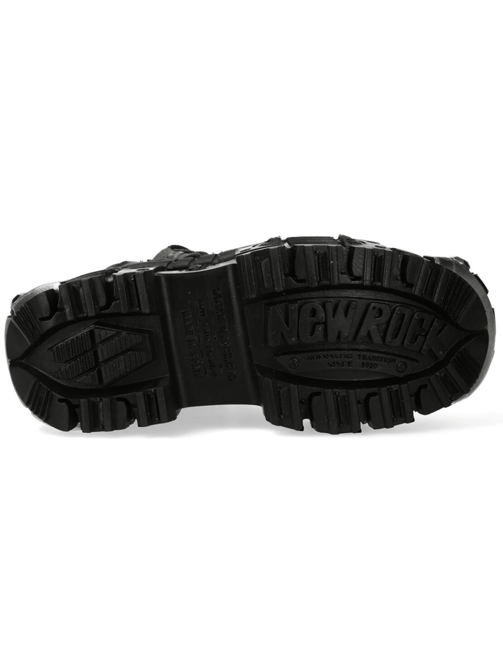 NEW ROCK Men's Chunky Lace-Up Footwear with Armored Sole showcasing the rugged traction sole design.
