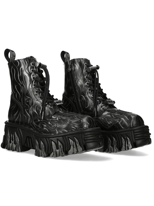 Botas de Plataforma con Llamas de Hombre con Acabado Gótico de Acero de NEW ROCK
