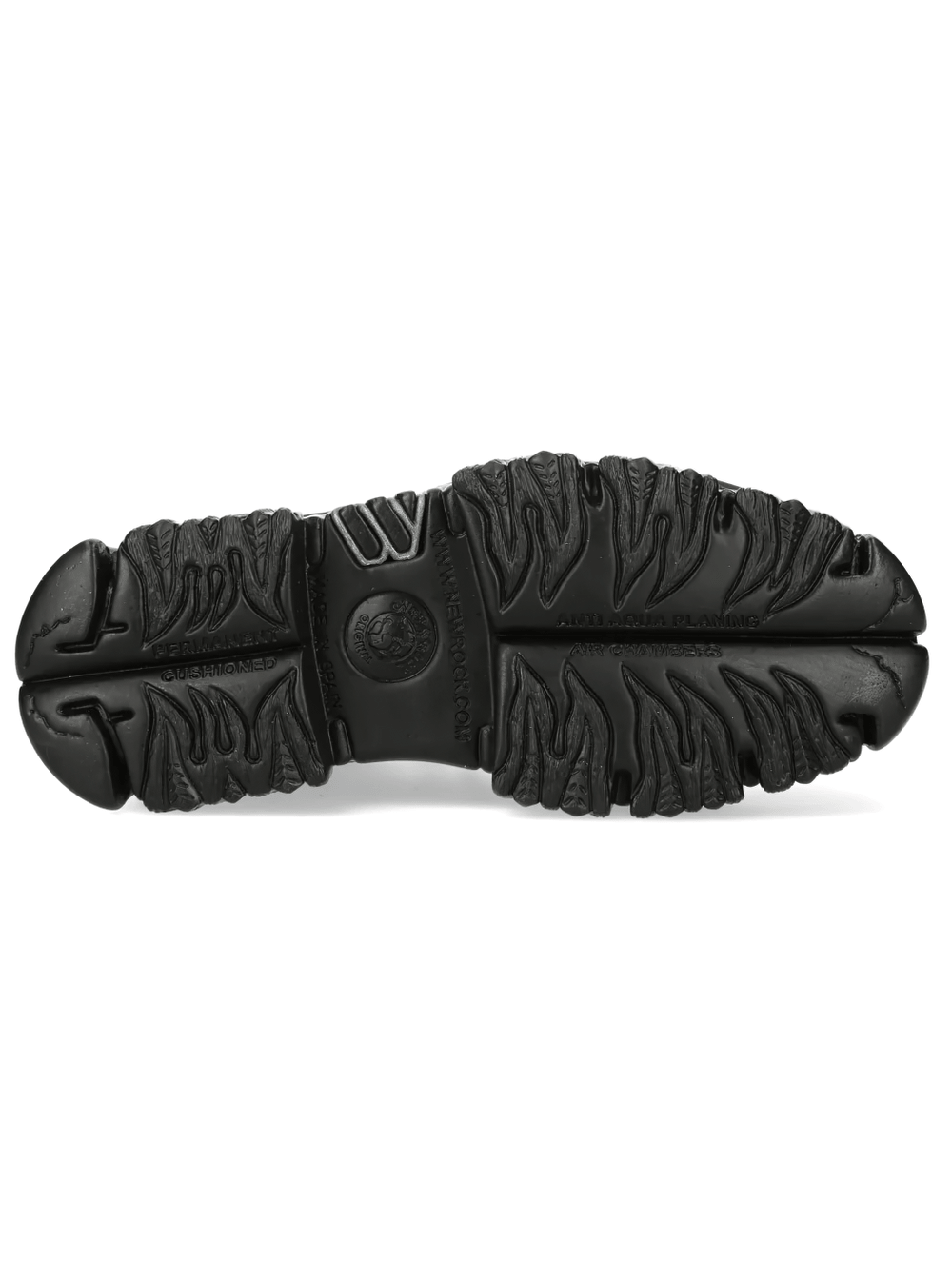 NEW ROCK Men's Flame Platform Combat Boots with Side Zipper - unique flame sole design.
