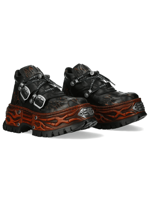 NEW ROCK Men's Flame Rock Shoes with Double Buckle Details