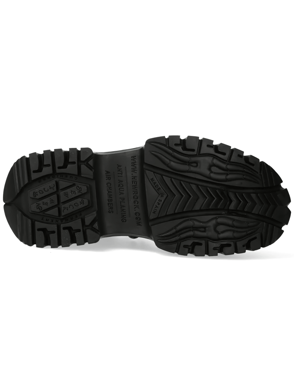 NEW ROCK Men's Flame Shoes with Double Buckle Straps outsole featuring chunky gothic design and embossed flame details.