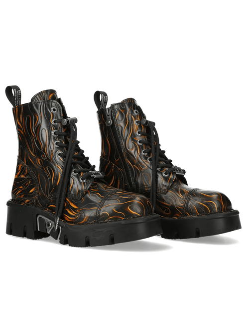 Botines de combate de plataforma góticas con llamas para hombre NEW ROCK