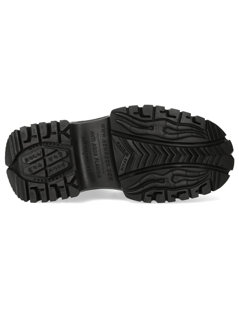 NEW ROCK Men's Gothic Flame Platform Shoes with Buckle - bottom view showcasing the rugged sole design.