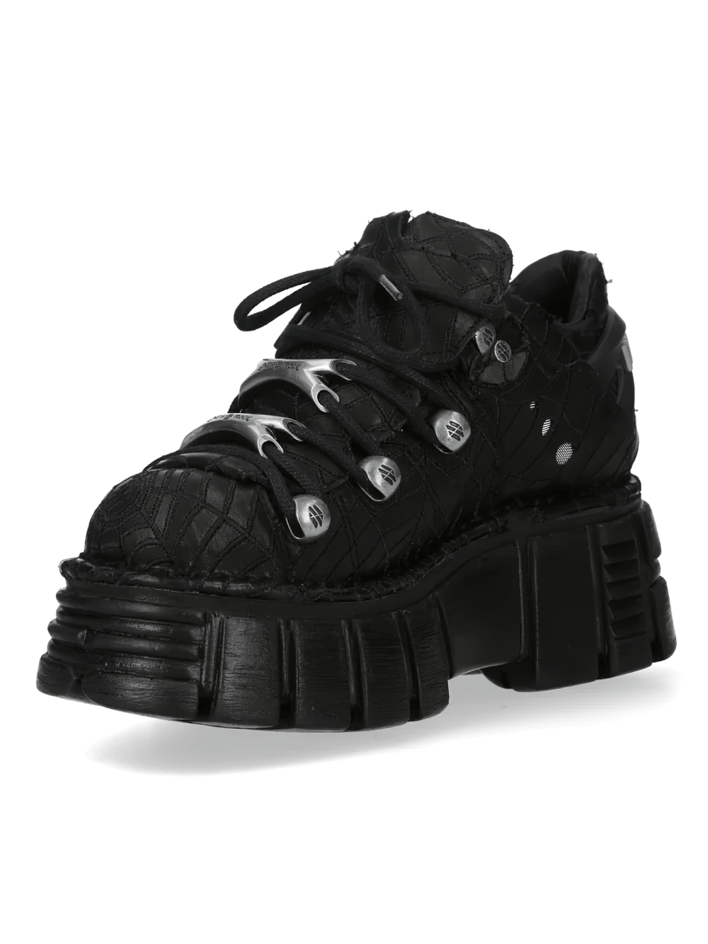 NEW ROCK Men's Gothic Platform Shoes with Sculpted Lug Sole featuring sculpted chunky sole and bold studs.