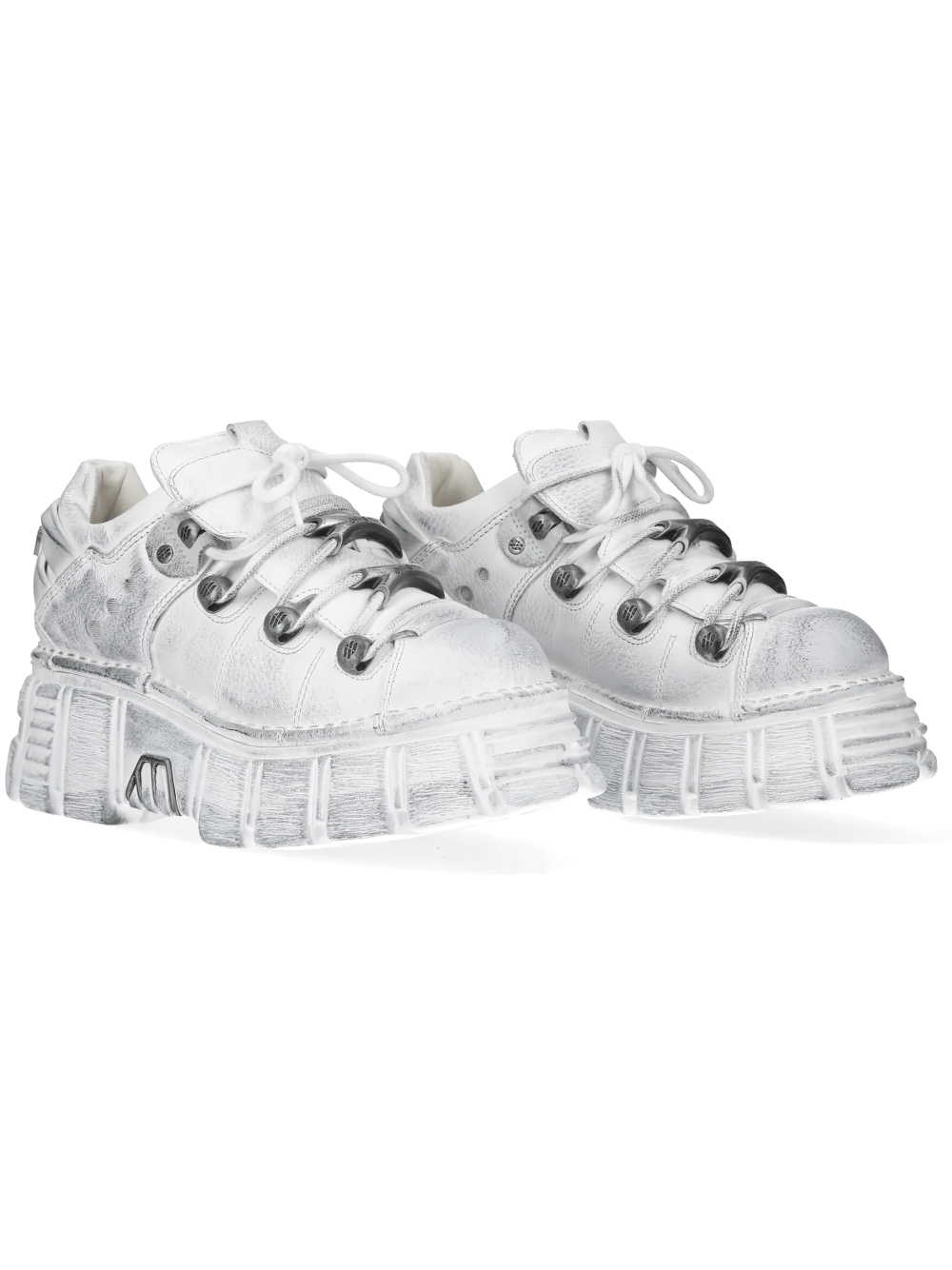 NEW ROCK Men's Gothic Platform Shoes with Silver Trim Edge, featuring sculpted chunky sole and metallic accents.