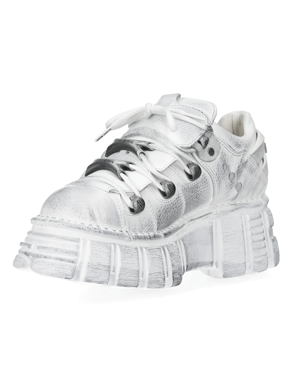 NEW ROCK Men's Gothic Platform Shoes with Silver Trim Edge showcasing a stylish metallic finish and chunky sole.