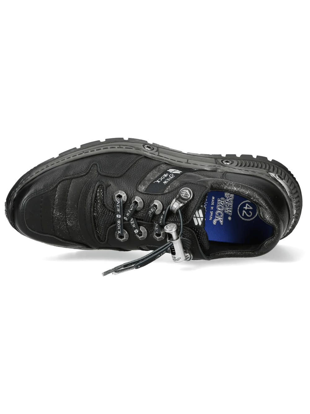 NEW ROCK Men's Gothic Rock Low-Top Chunky Tread Sneakers with metal eyelets and rugged tread sole.