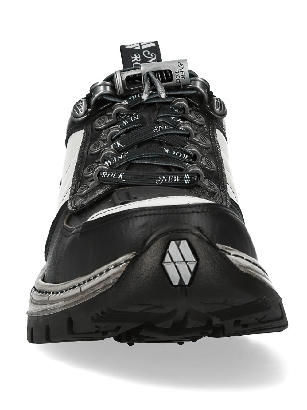NEW ROCK Men's Gothic Rock Shoes with Industrial Tread Sole featuring hook lacing and sculpted sole.