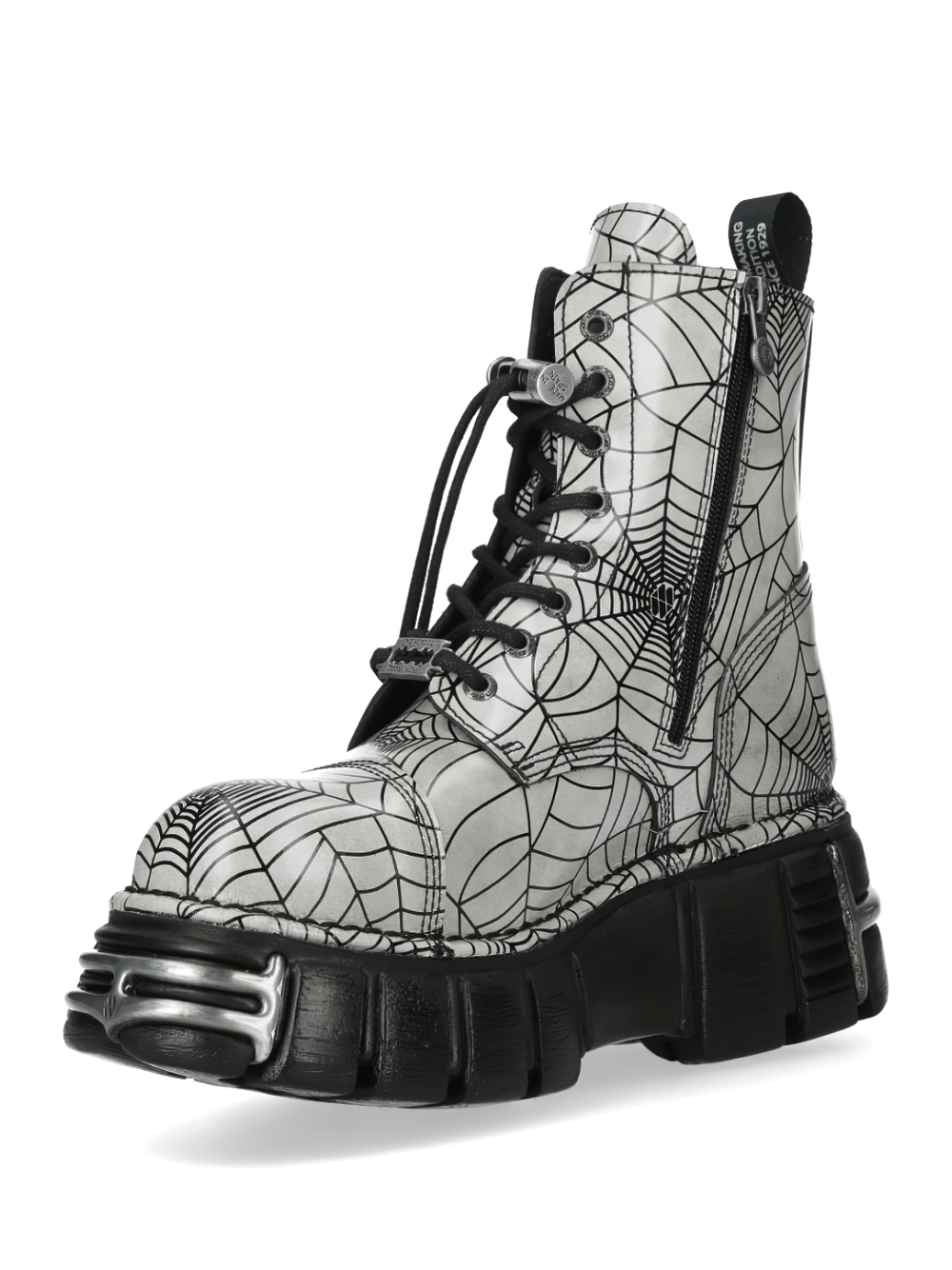 NEW ROCK Men's Gothic Spider Web Platform Combat Boots