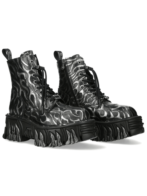Botines de plataforma para hombre con suela de dibujo de llamas de NEW ROCK