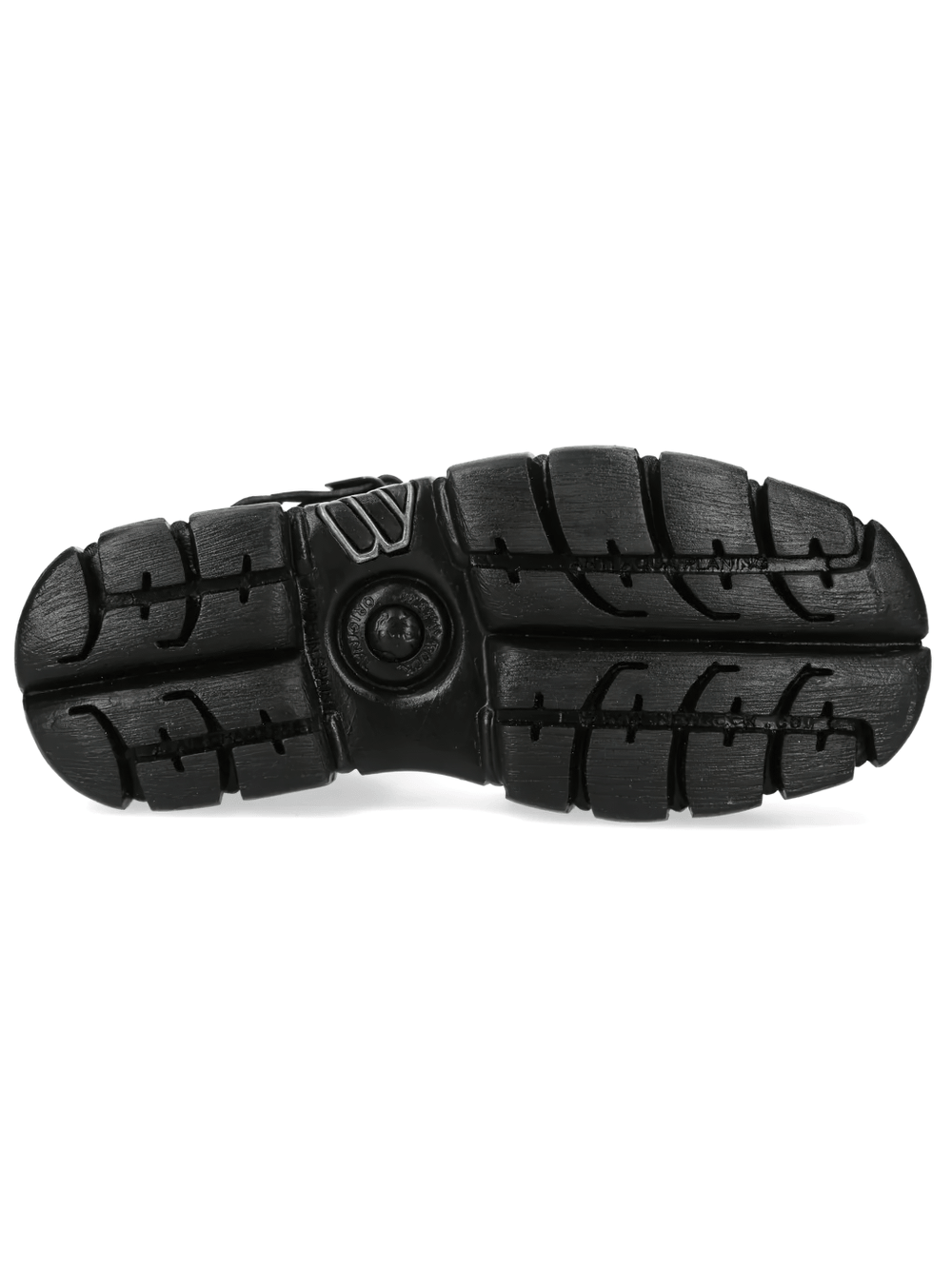 Bottom view of NEW ROCK Men's Platform Sandals with Buckles and Lug Soles featuring a sturdy treaded sole.