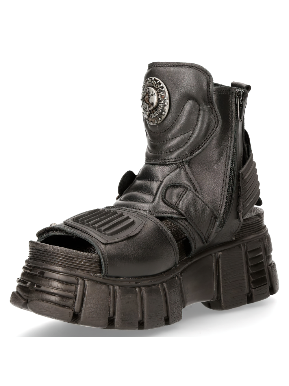 NEW ROCK men's platform sandals with zippers and buckles, featuring heavy punk style and open-toe design.