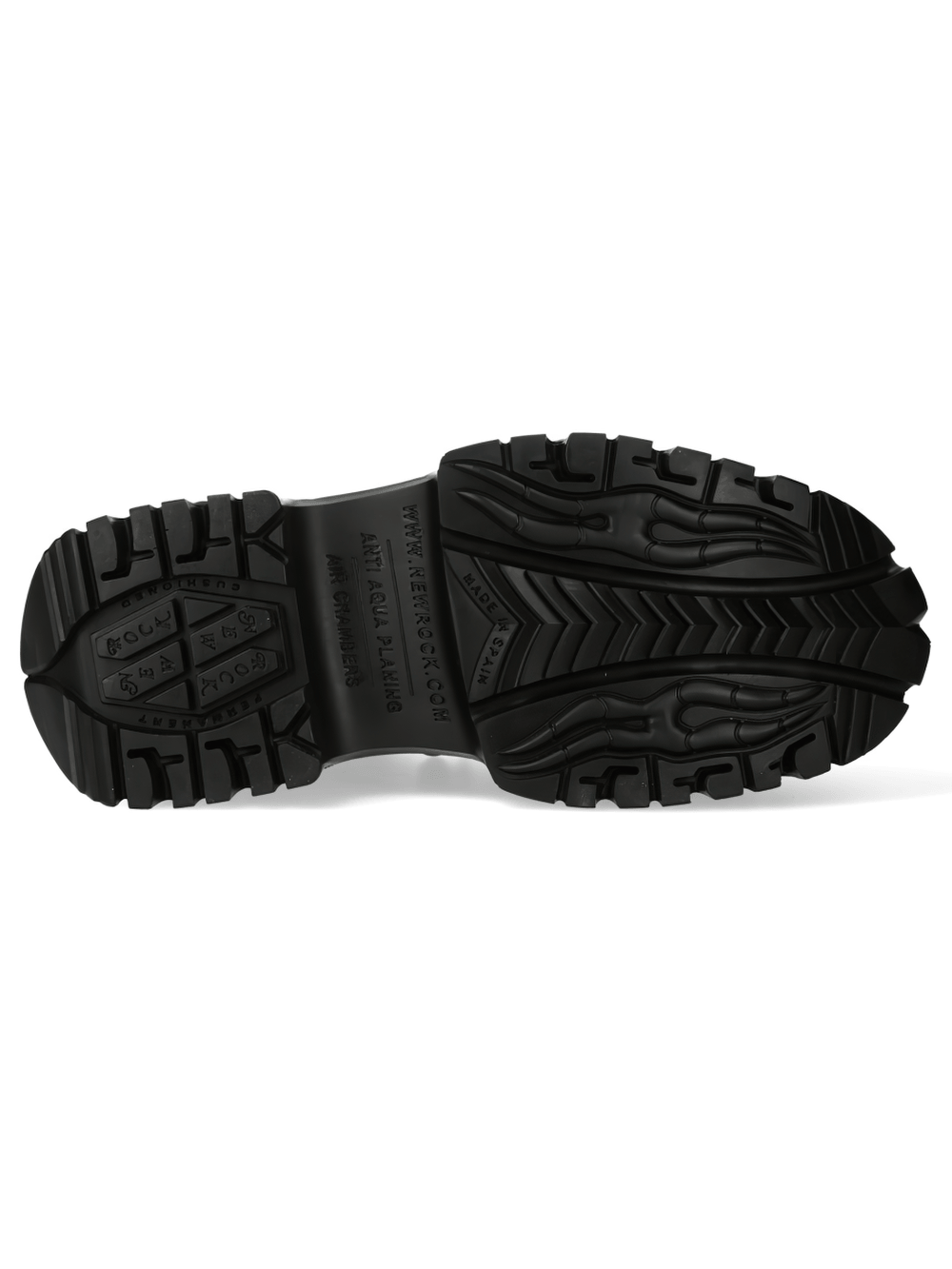 NEW ROCK Men's Platform Shoes with Flame Soles and Buckle black chunky sole view from underneath