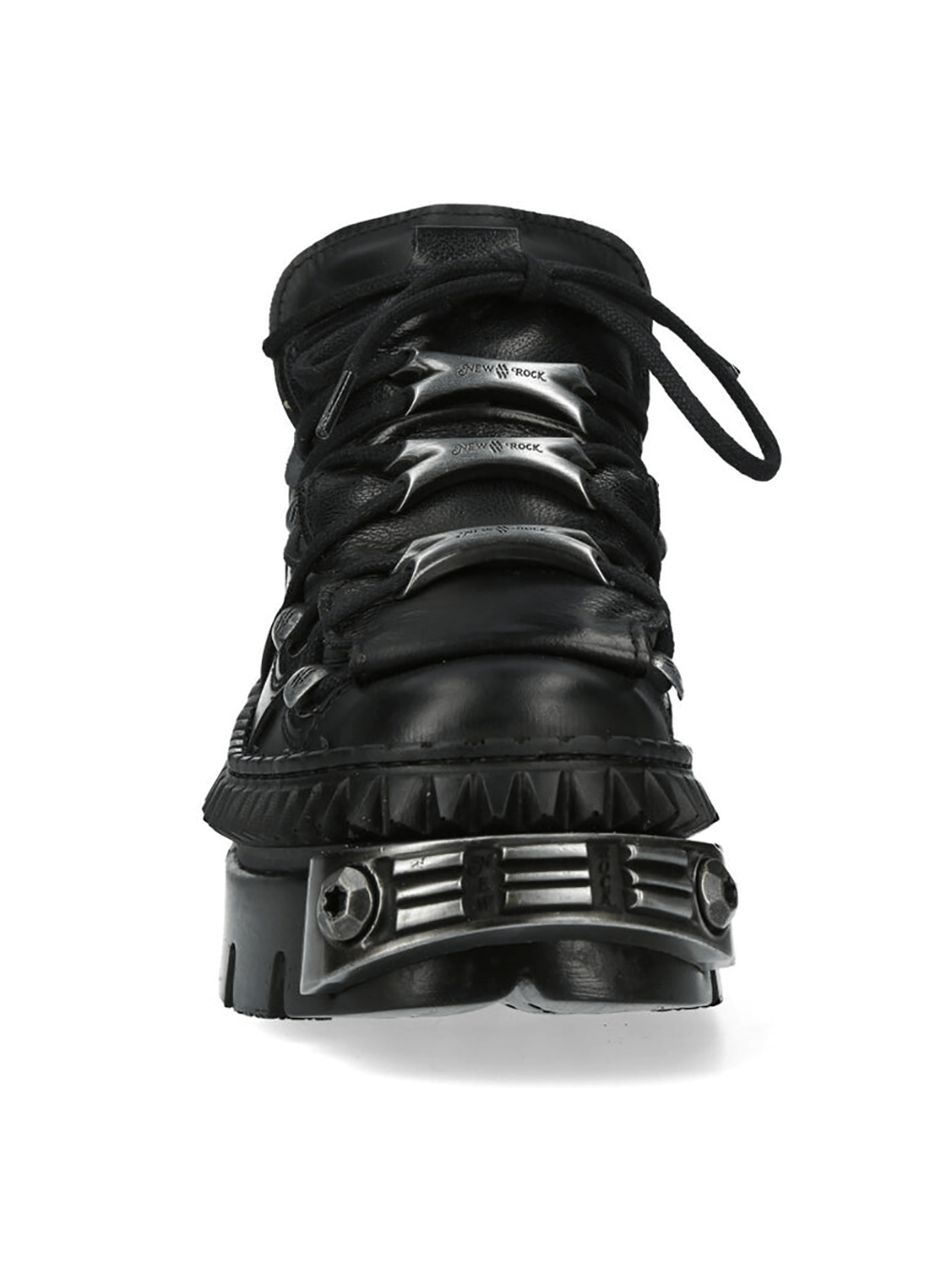 NEW ROCK Men's Platform Shoes with Industrial Hardware in bold black with unique punk-inspired metallic detailing.