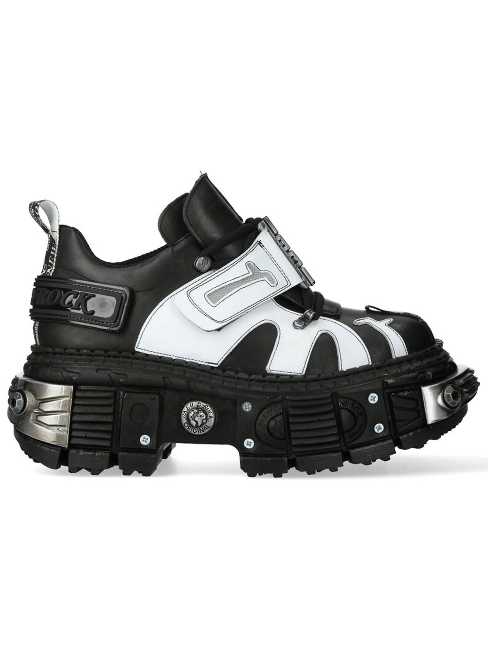 NEW ROCK Men's Platform Shoes with Oversized Buckle Strap showcasing a chunky design and mechanical sole.