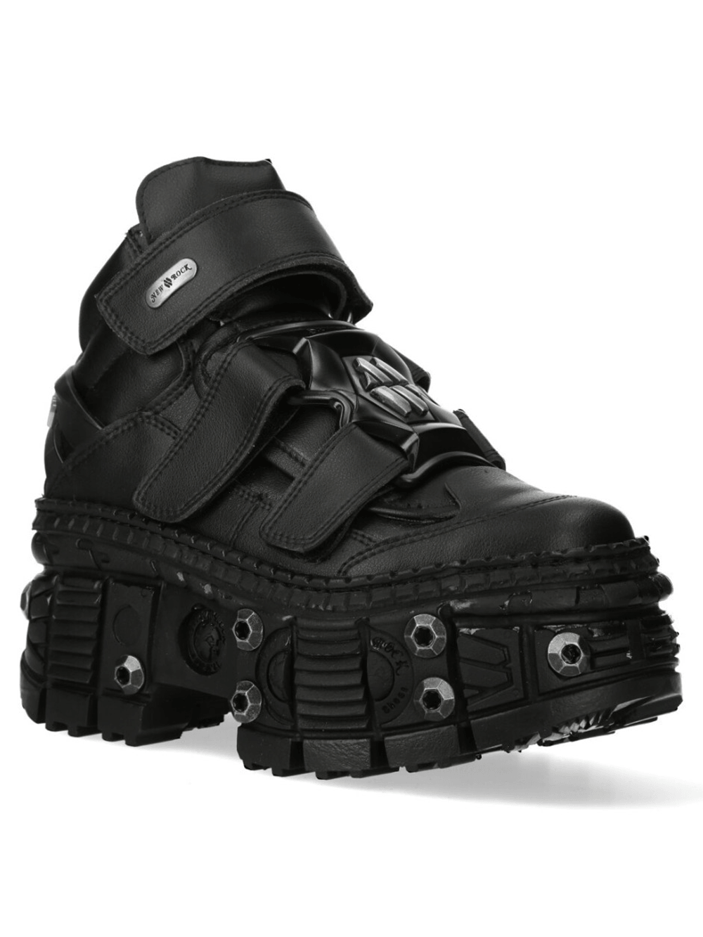 NEW ROCK Men's Platform Shoes with Velcro and Armored Sole featuring bold design and metallic accents.