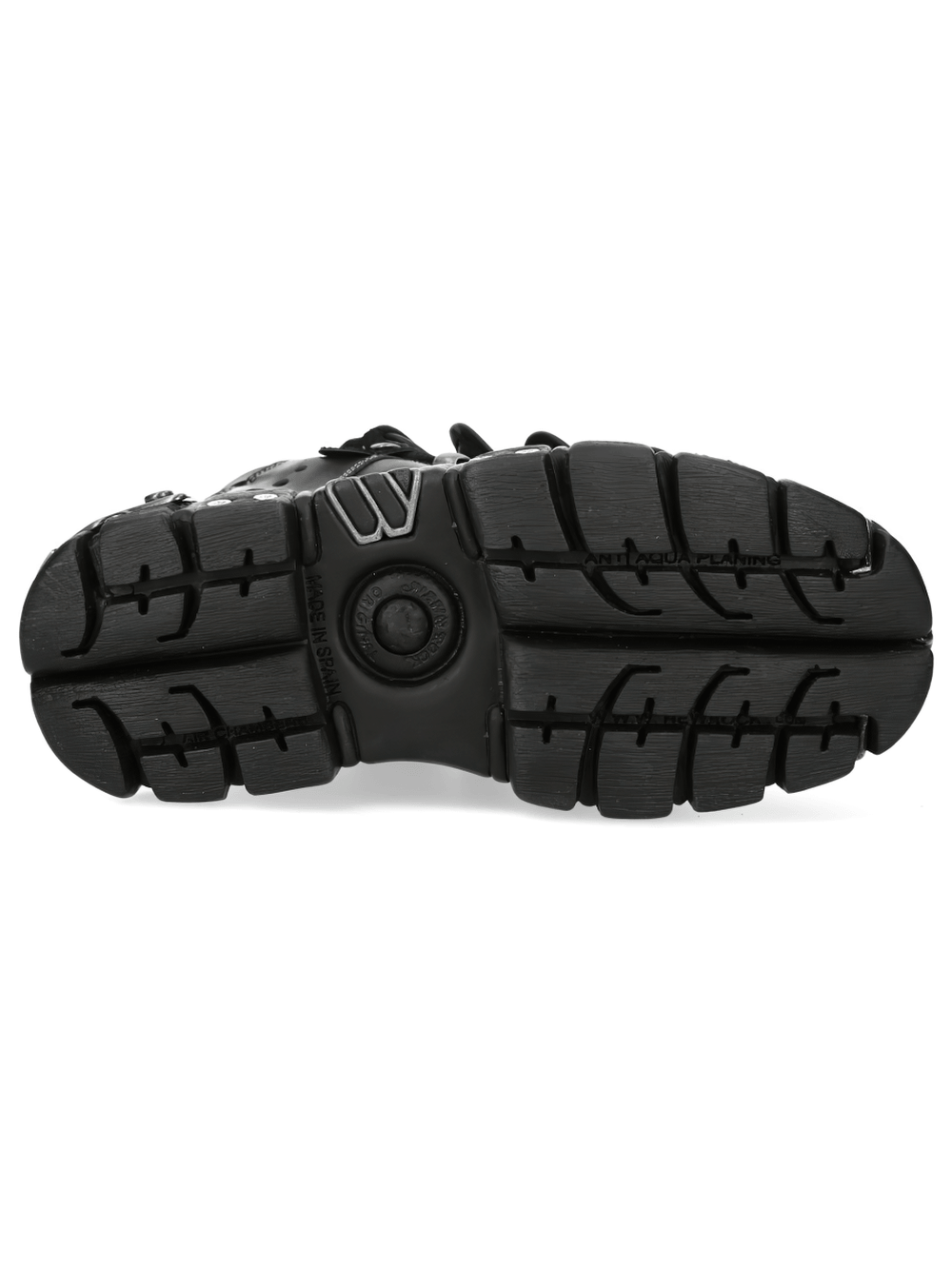 NEW ROCK Men's Punk Ankle Boots with Chunky Platform Sole Trim showcasing the rugged tread design.