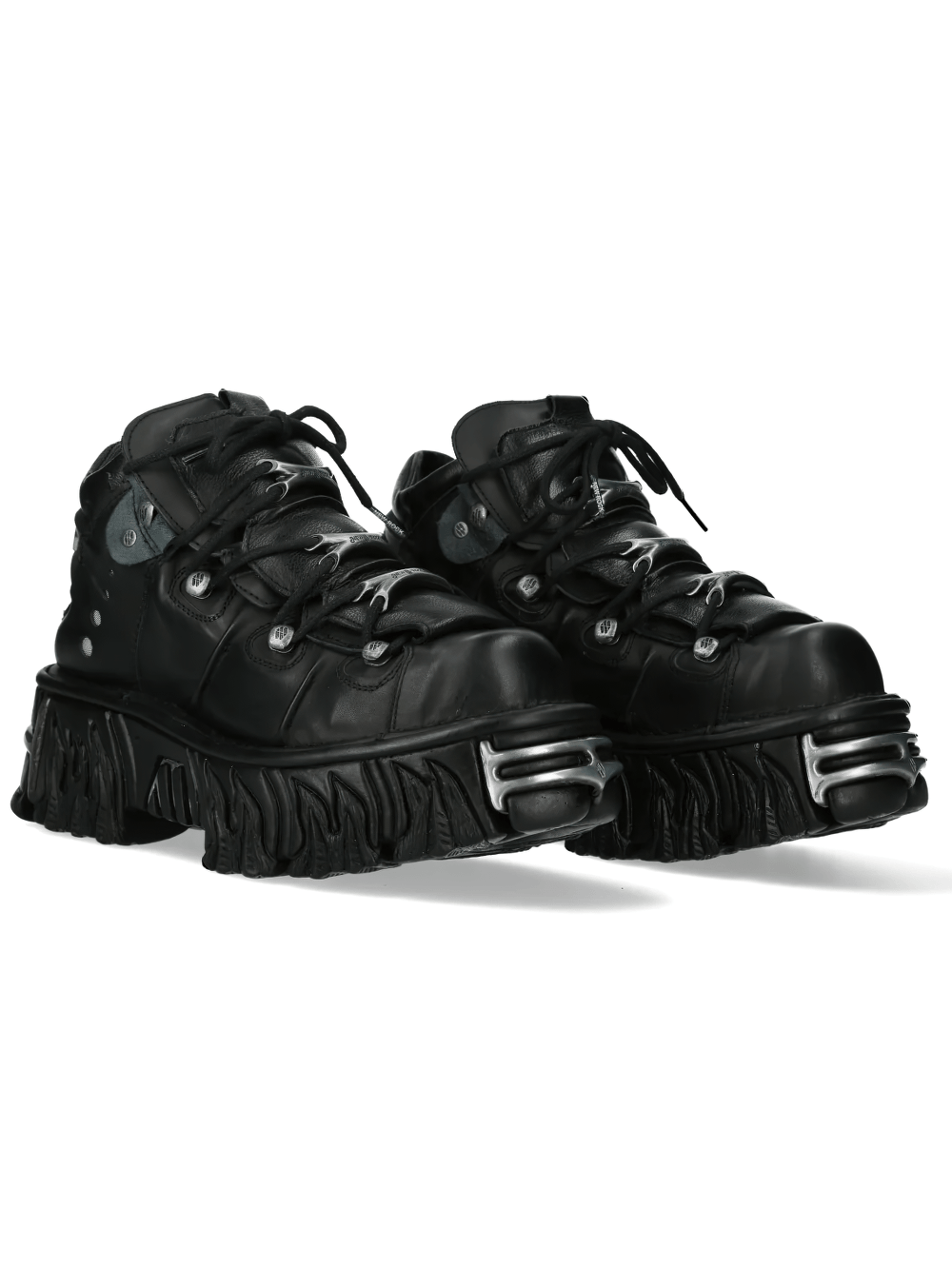 NEW ROCK Men's Punk Ankle Boots With Front Plates Trim showcasing unique design and heavy gothic style.