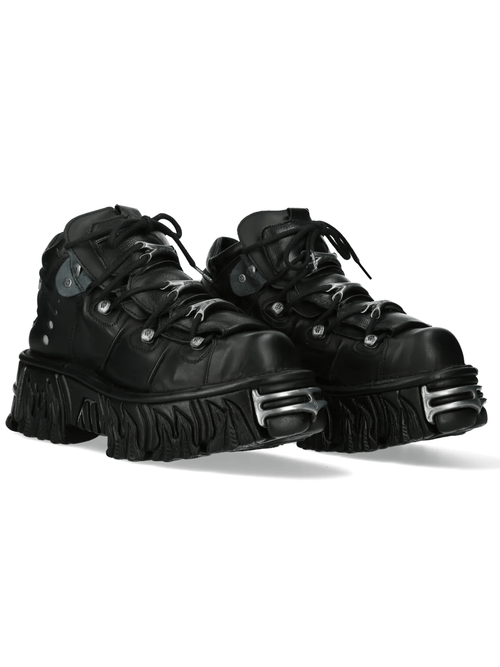 NEW ROCK Herren Punk-Stiefeletten mit Frontplattenbesatz