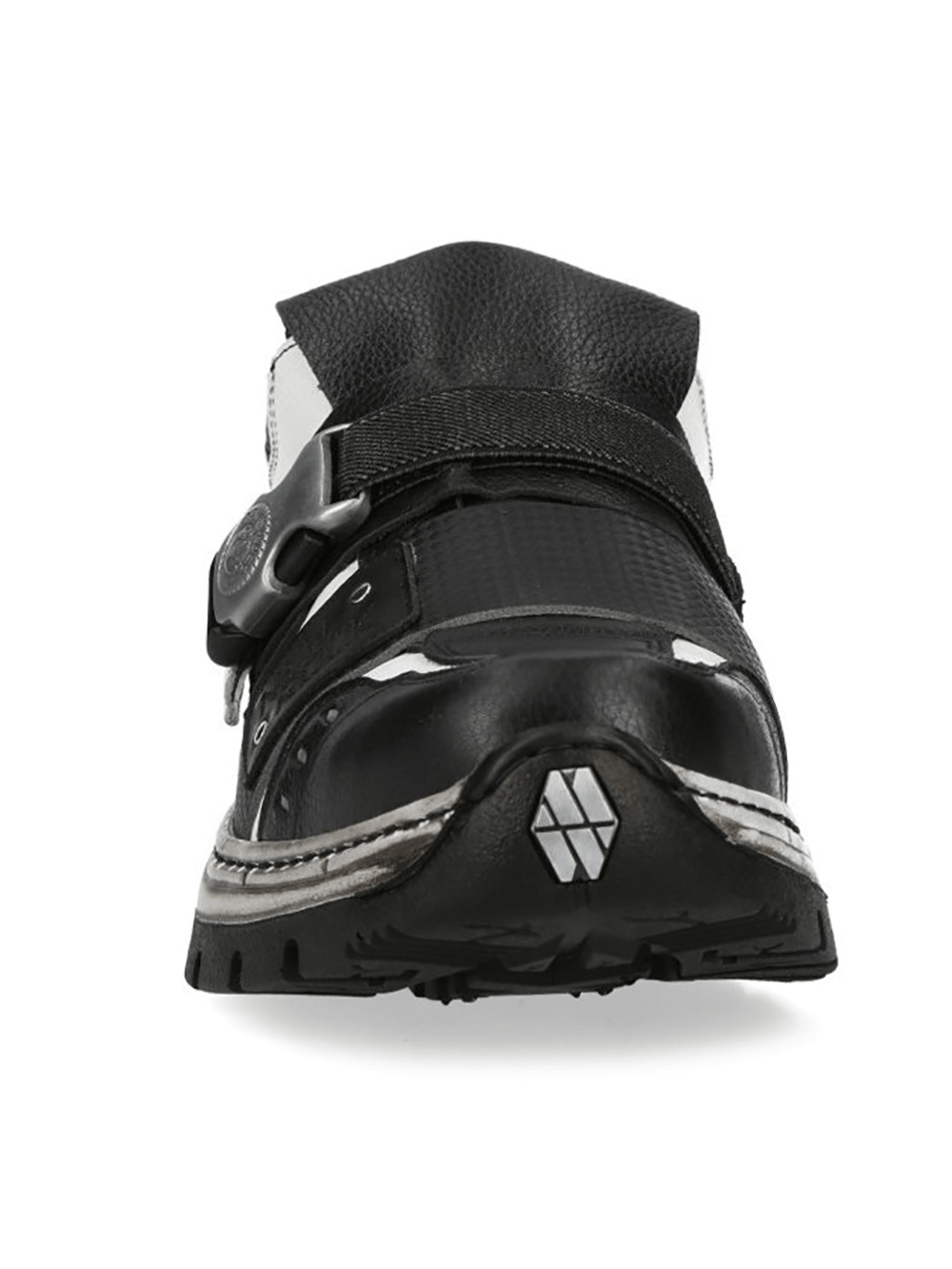 NEW ROCK Men's Punk Shoes with Buckle Strap Detail featuring bold buckle and rugged design.
