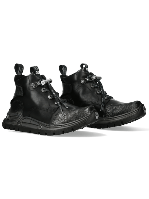 Botas con llamas góticas para hombre NEW ROCK con tacones de plata esculpidos