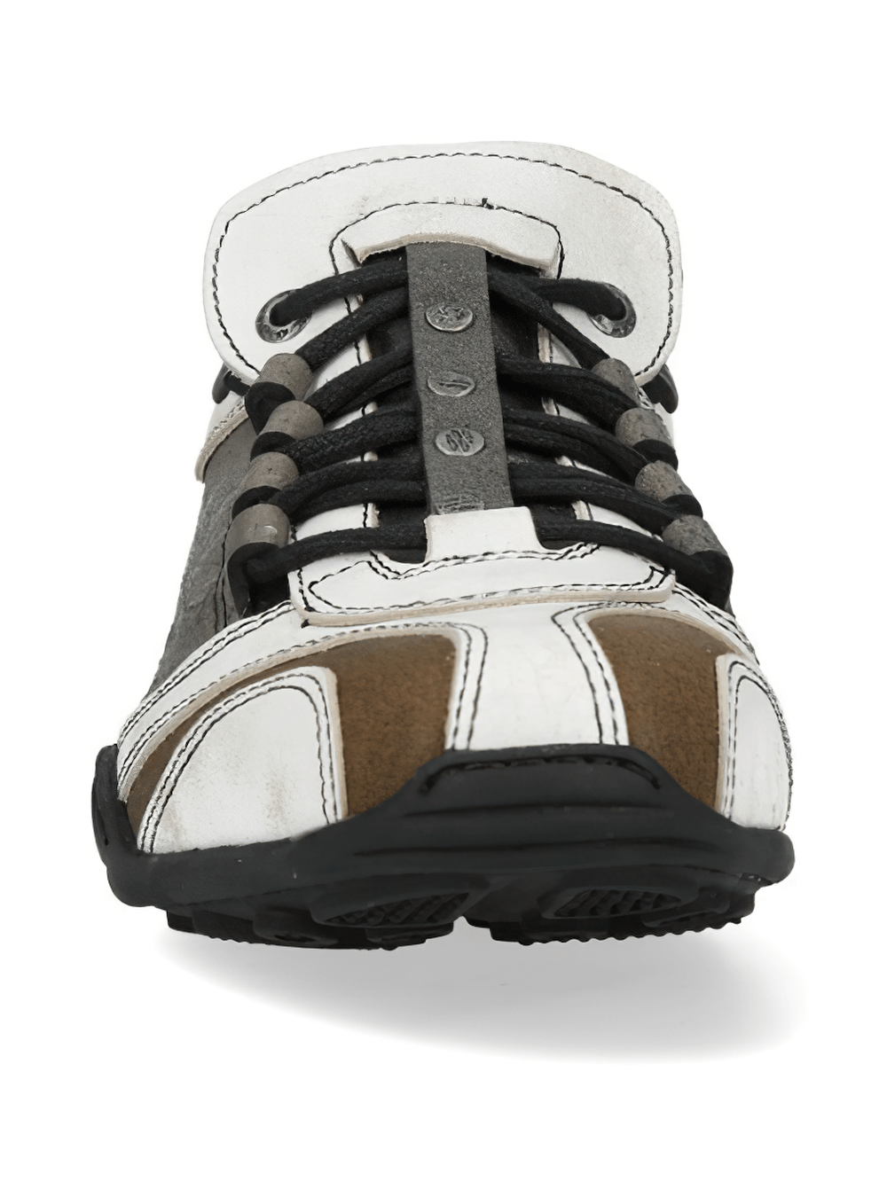 NEW ROCK Men's Rock Lace-Up Sports Shoes with Side Panels, front view showcasing the unique lace design and retro color scheme.