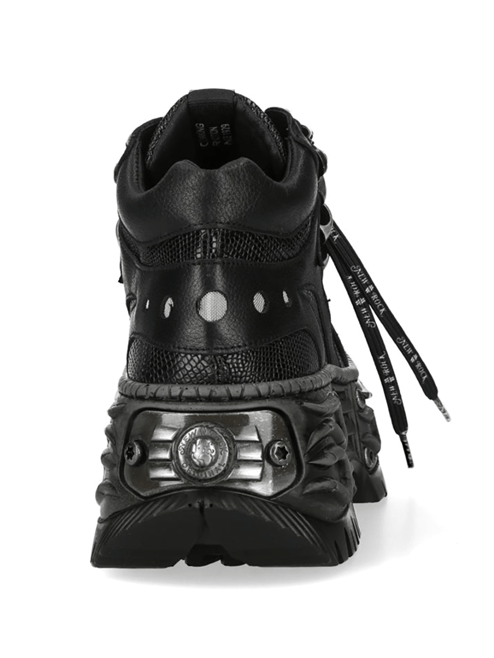 NEW ROCK Men's Rock Platform Shoes With Flame Tread Sole - Stylish black shoes with lace-up closure and bold sculpted sole.