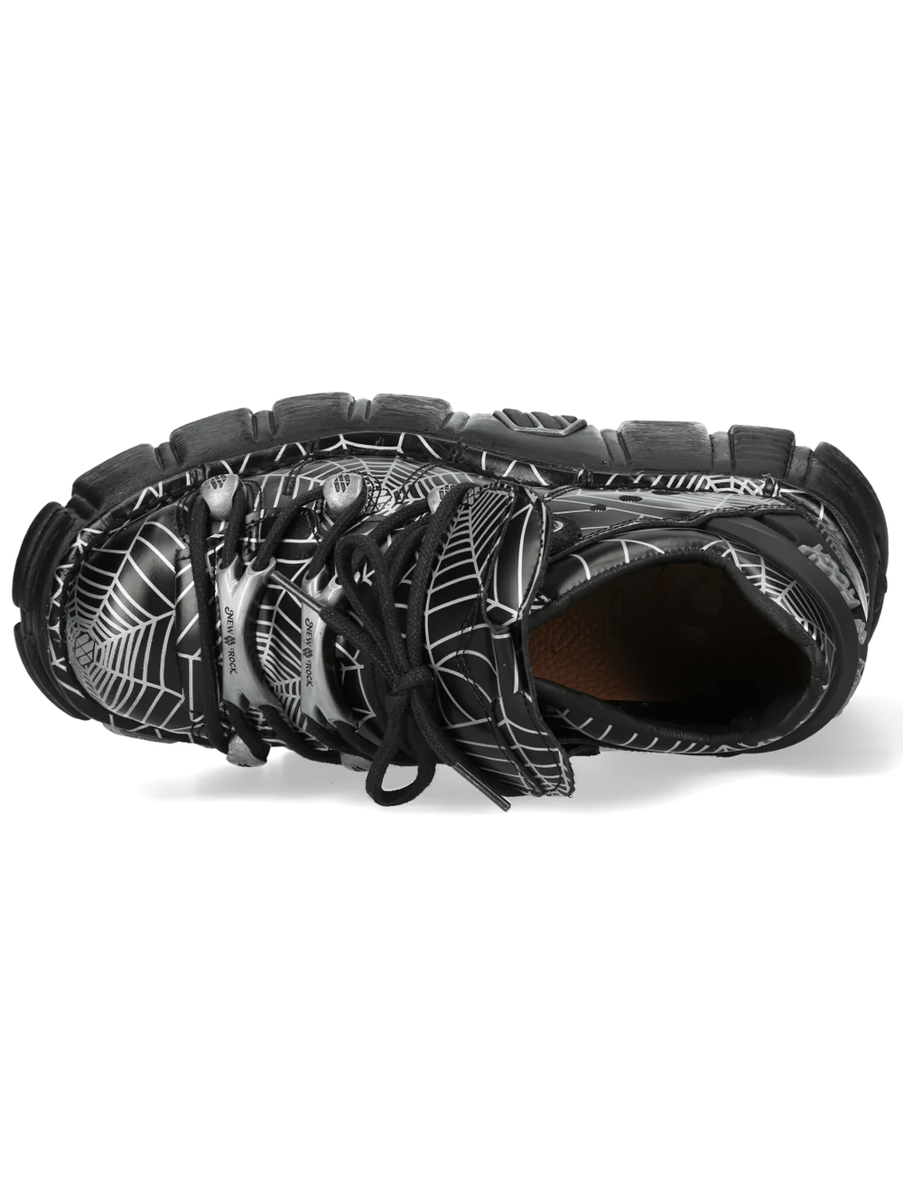 NEW ROCK Men's Rock Platform Shoes with Web Print Hardware, featuring a stylish spider web design and thick laces.