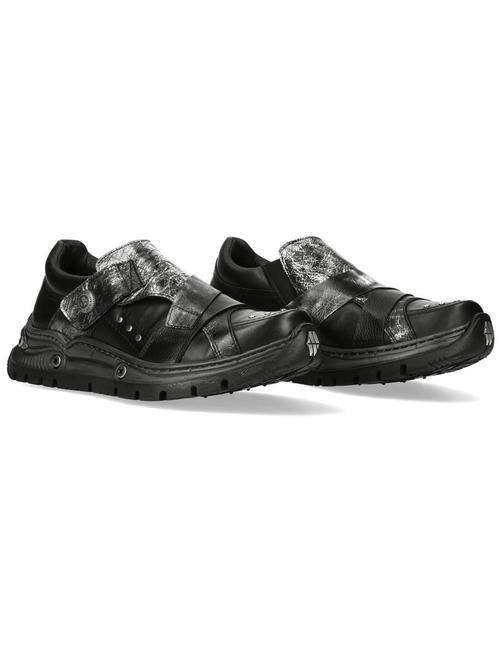 NEW ROCK Herren-Rockschuhe mit metallischen Einsätzen