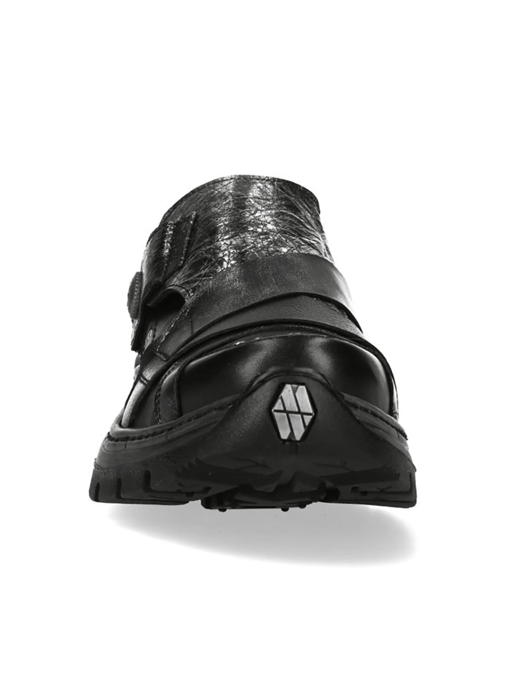 NEW ROCK Men's Rock Shoes with Metallic Panels featuring silver accents and Velcro straps for a bold urban look.
