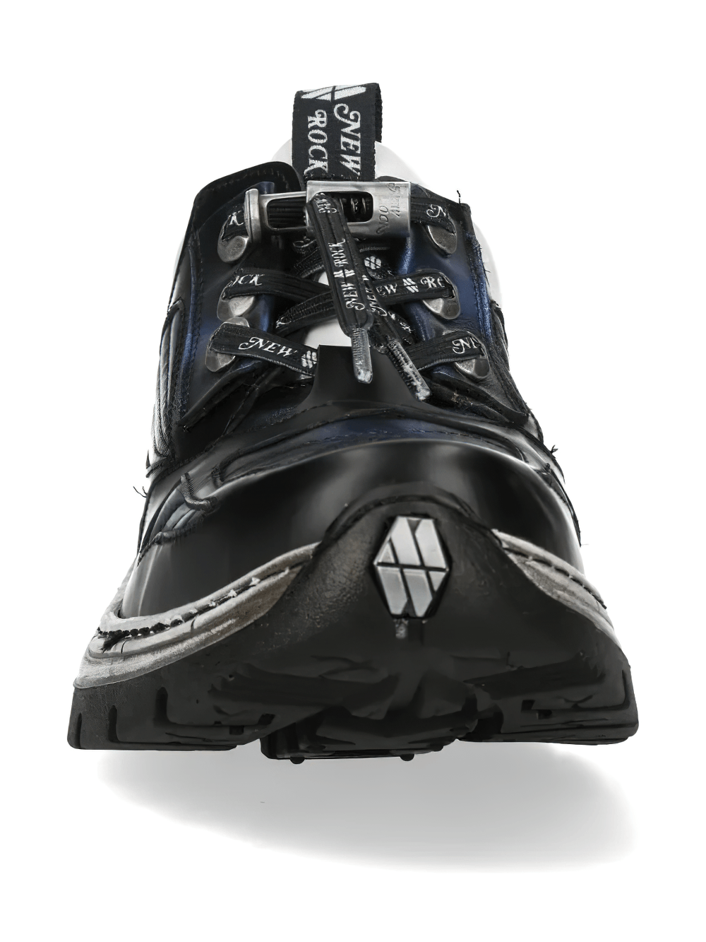 NEW ROCK Men's Sneakers with Blue Panels and Sculpted Soles featuring metallic accents and detailed lace design.