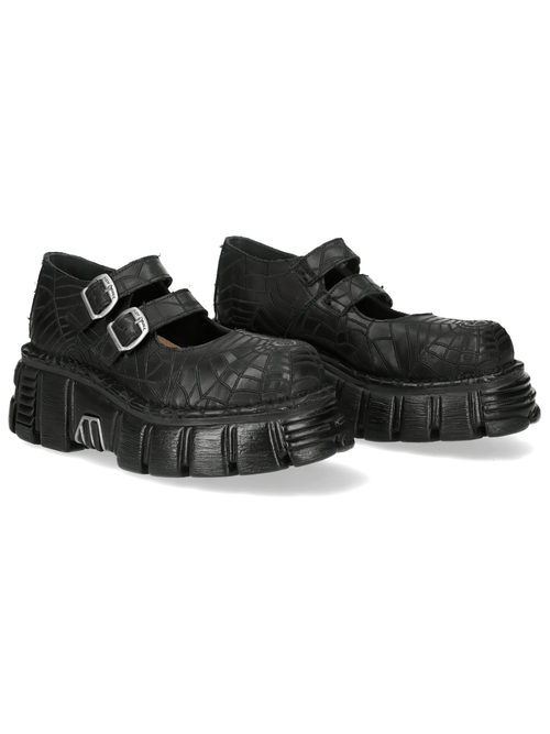 NEW ROCK Herren-Spinnennetz-Schnallen-Plattformschuhe