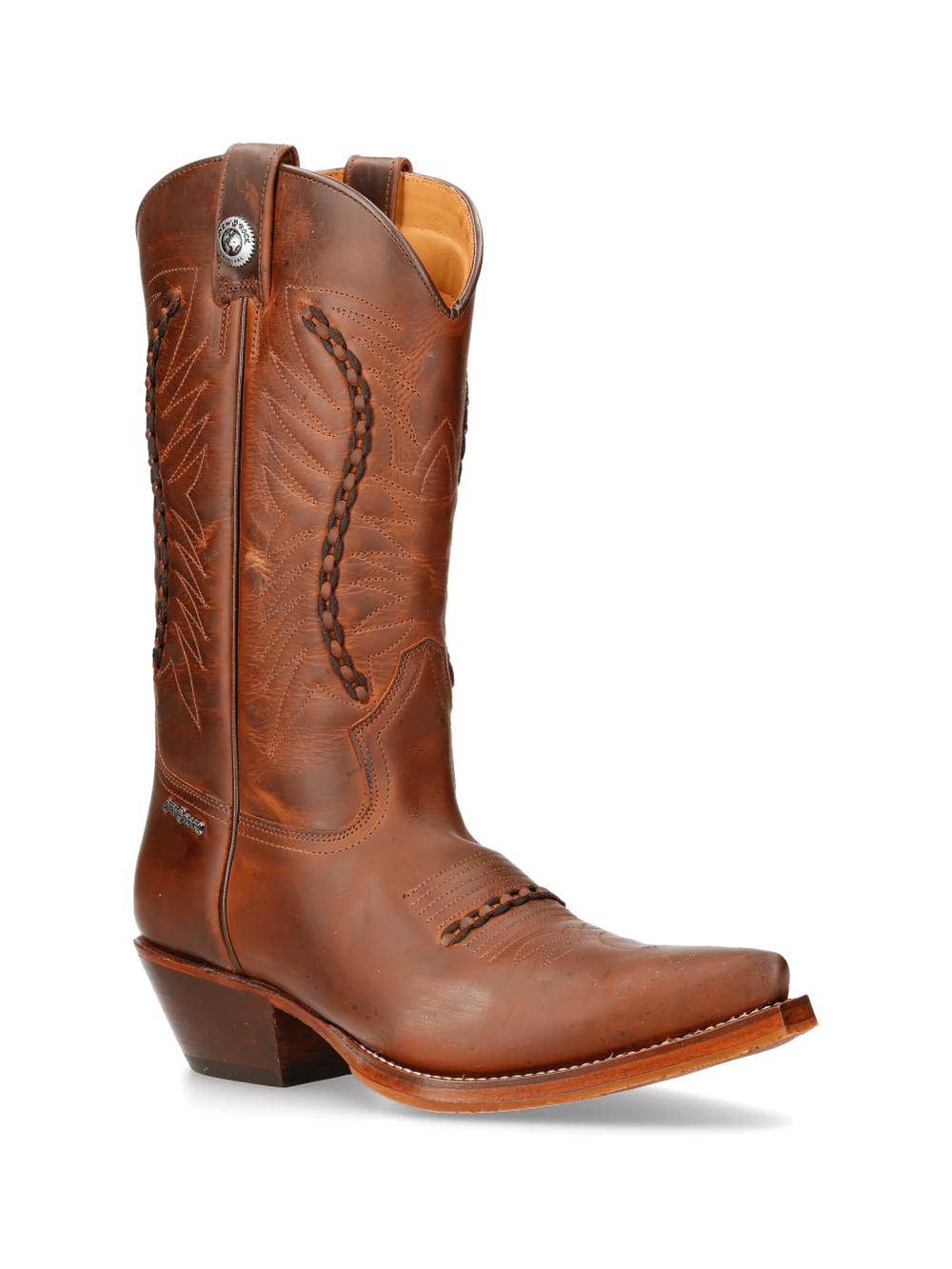 NEW ROCK Men's Western Zip-Up Brown Leather Boots