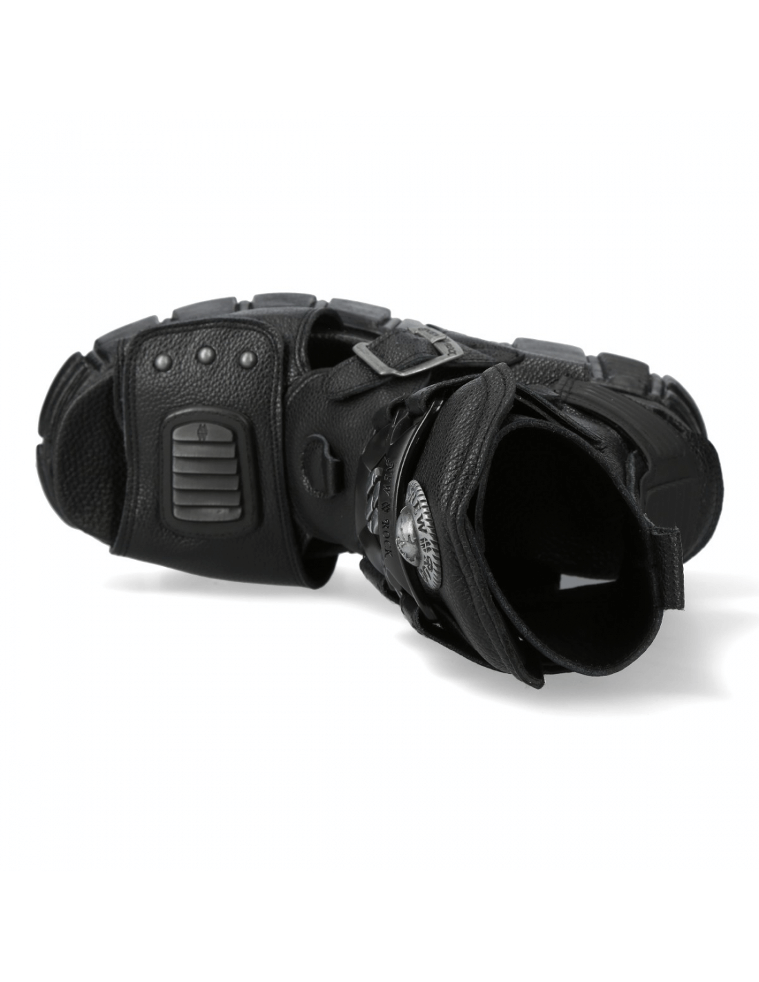 Men's metallic black Velcro punk rock sandals with Gothic design and ultra-durable sole from Newrock.