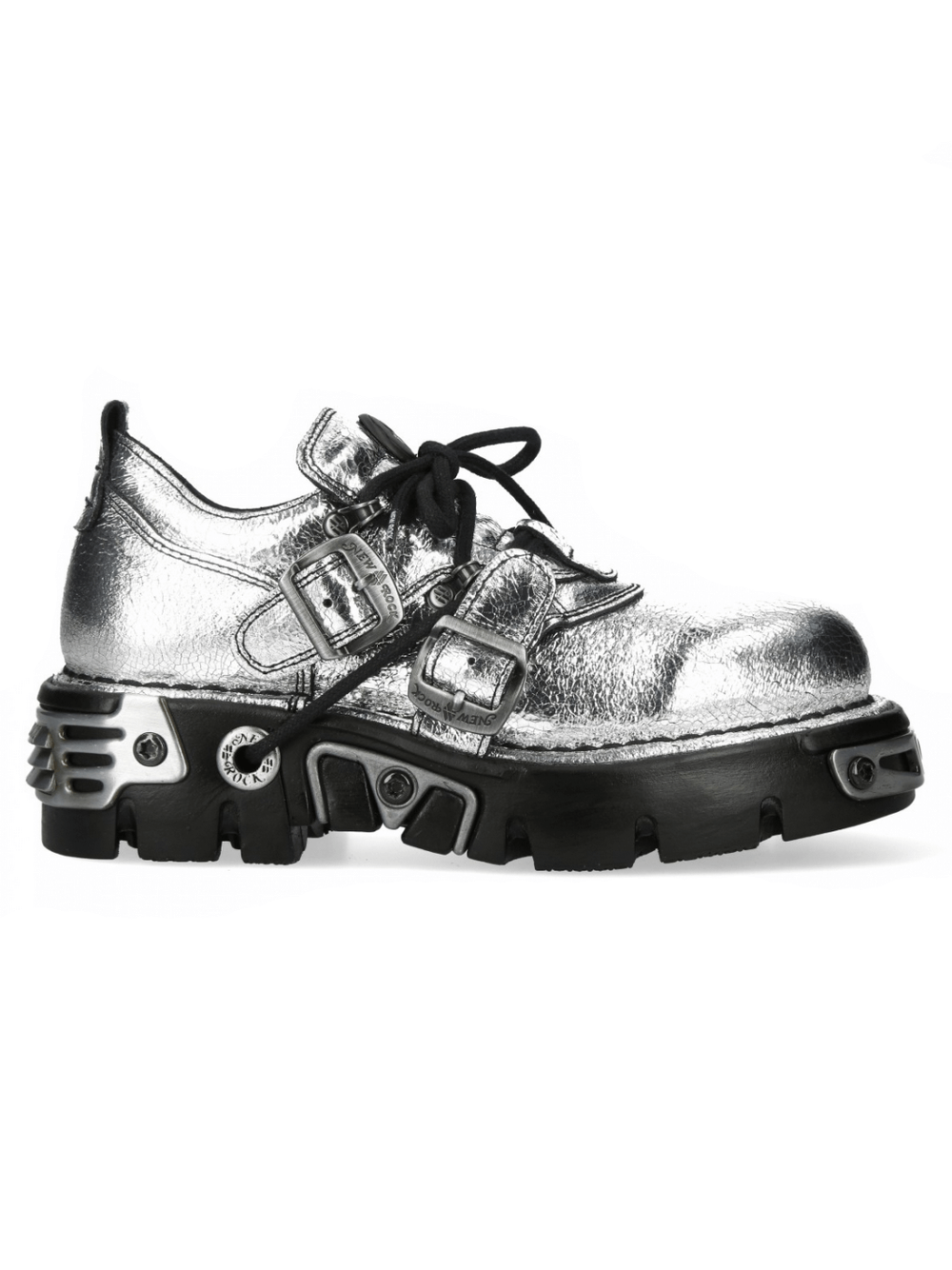 NEW ROCK Metallic Punk Rock Lace-Up Shoes with Buckles