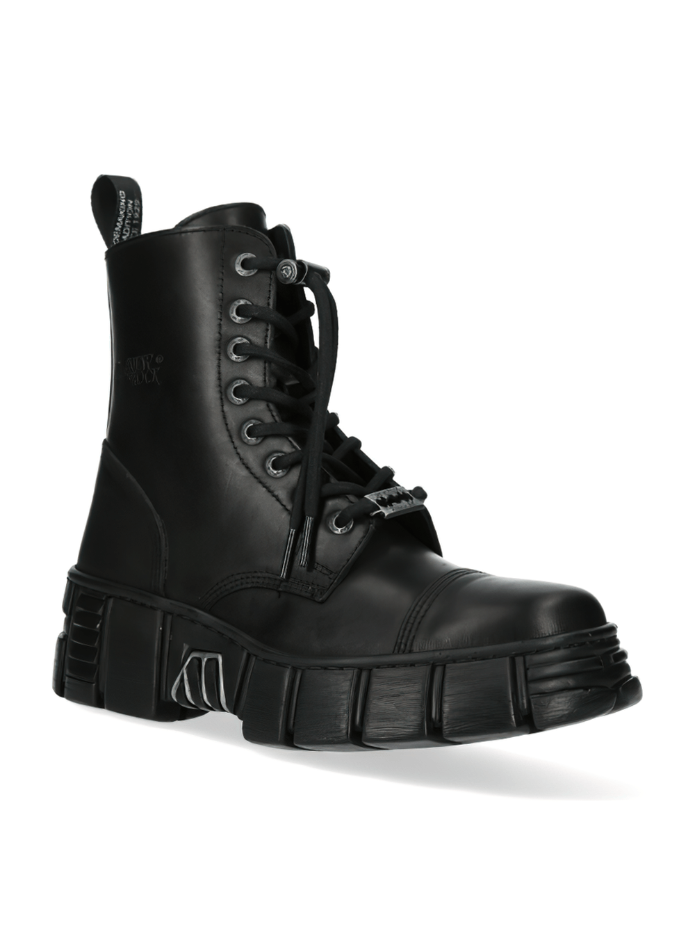 NEW ROCK Military Gothic Ankle Boots in Black Leather