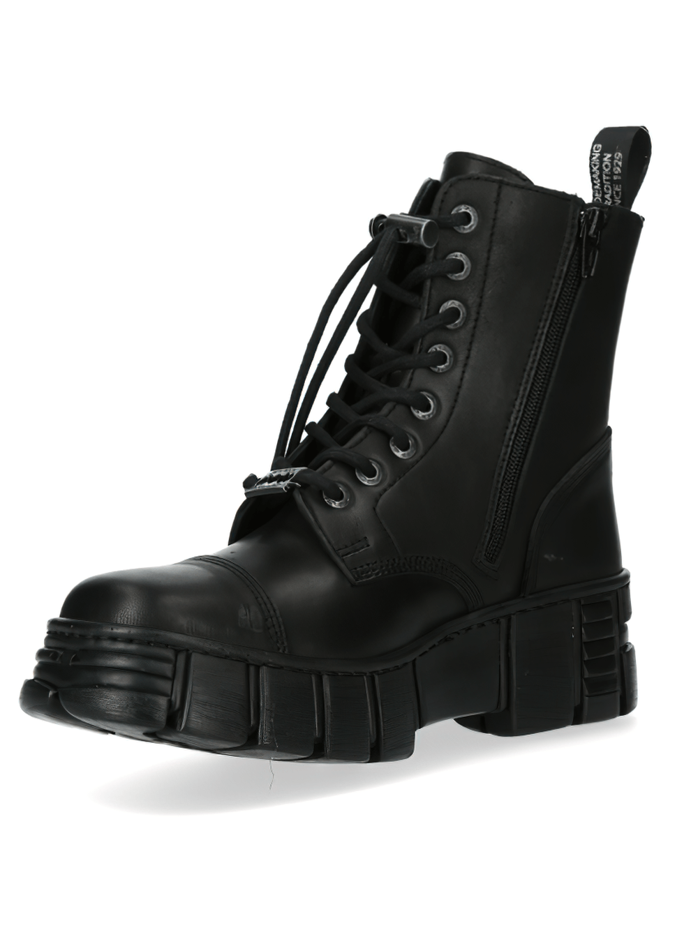 NEW ROCK Military Gothic Ankle Boots in Black Leather