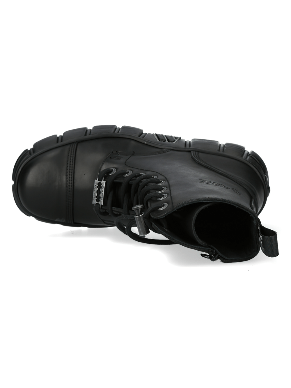 NEW ROCK Black Leather Military Gothic Ankle Boots with edgy design and PU-Ultra sole.