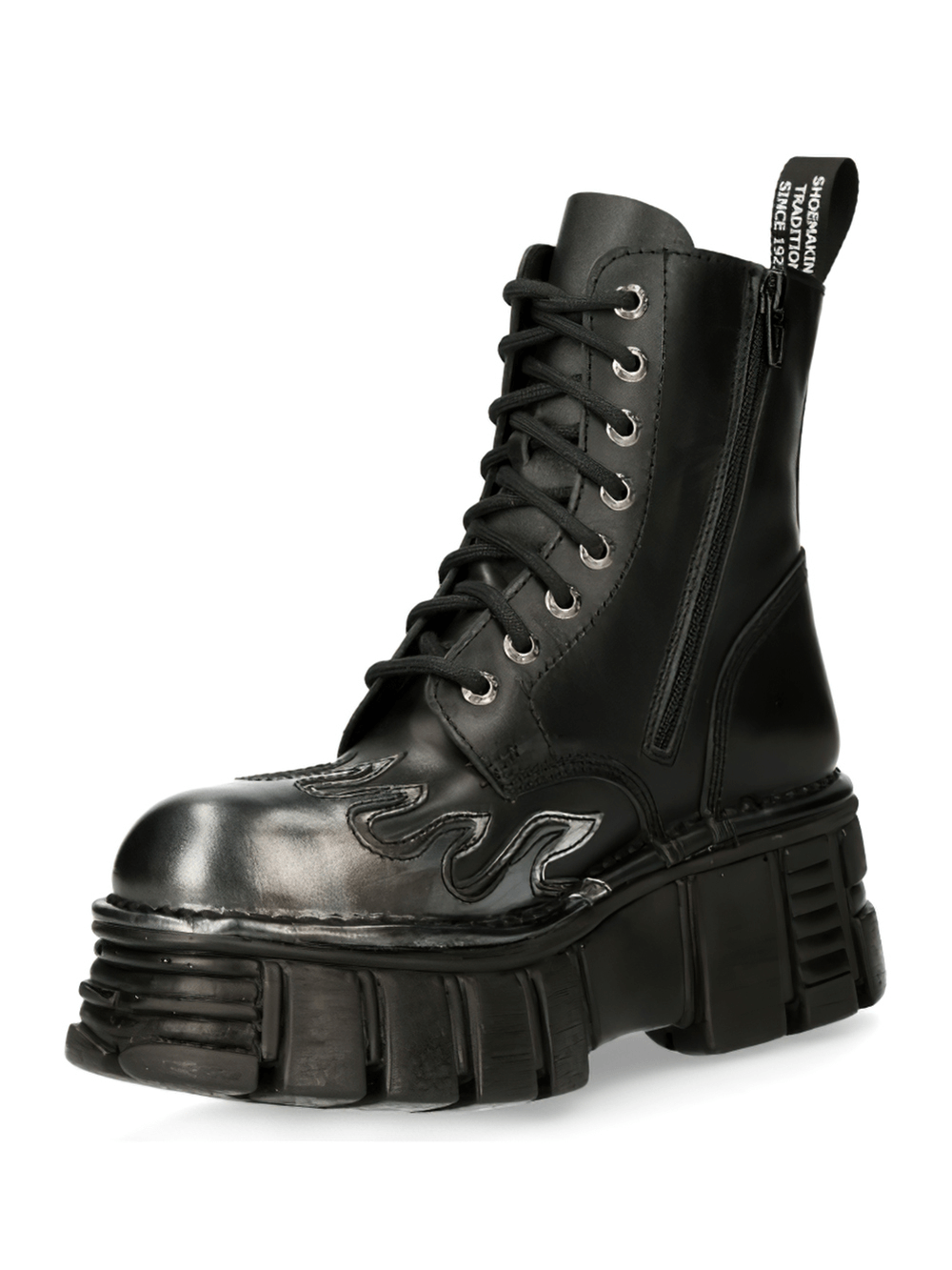NEW ROCK Military-Style Ankle Boots with Metal Accents