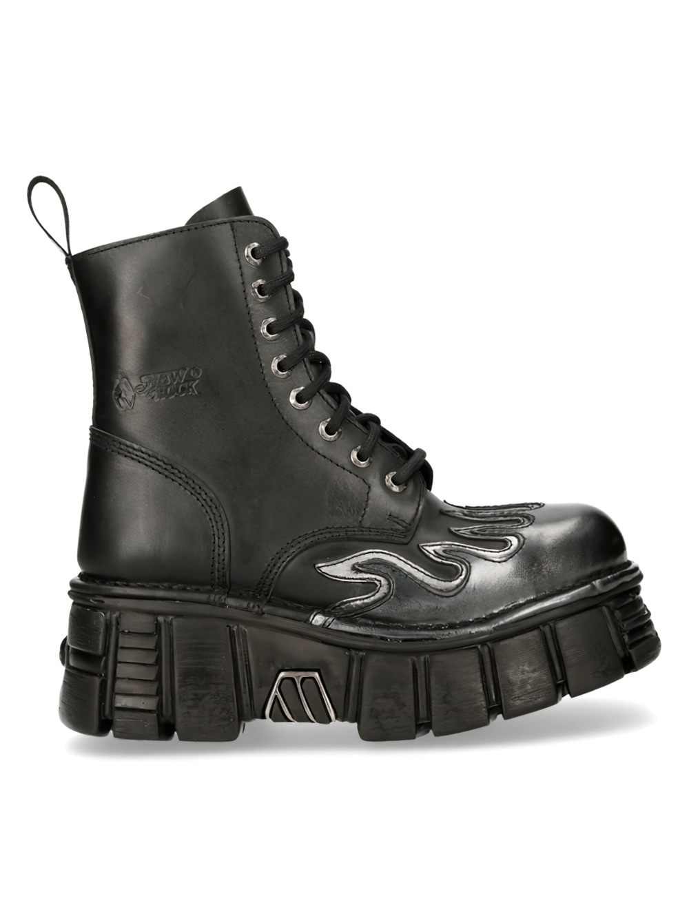 NEW ROCK Military-Style Ankle Boots with Metal Accents