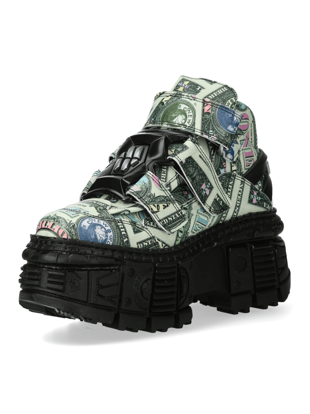 NEW ROCK Money Print Strap Boots - Bold and Stylish