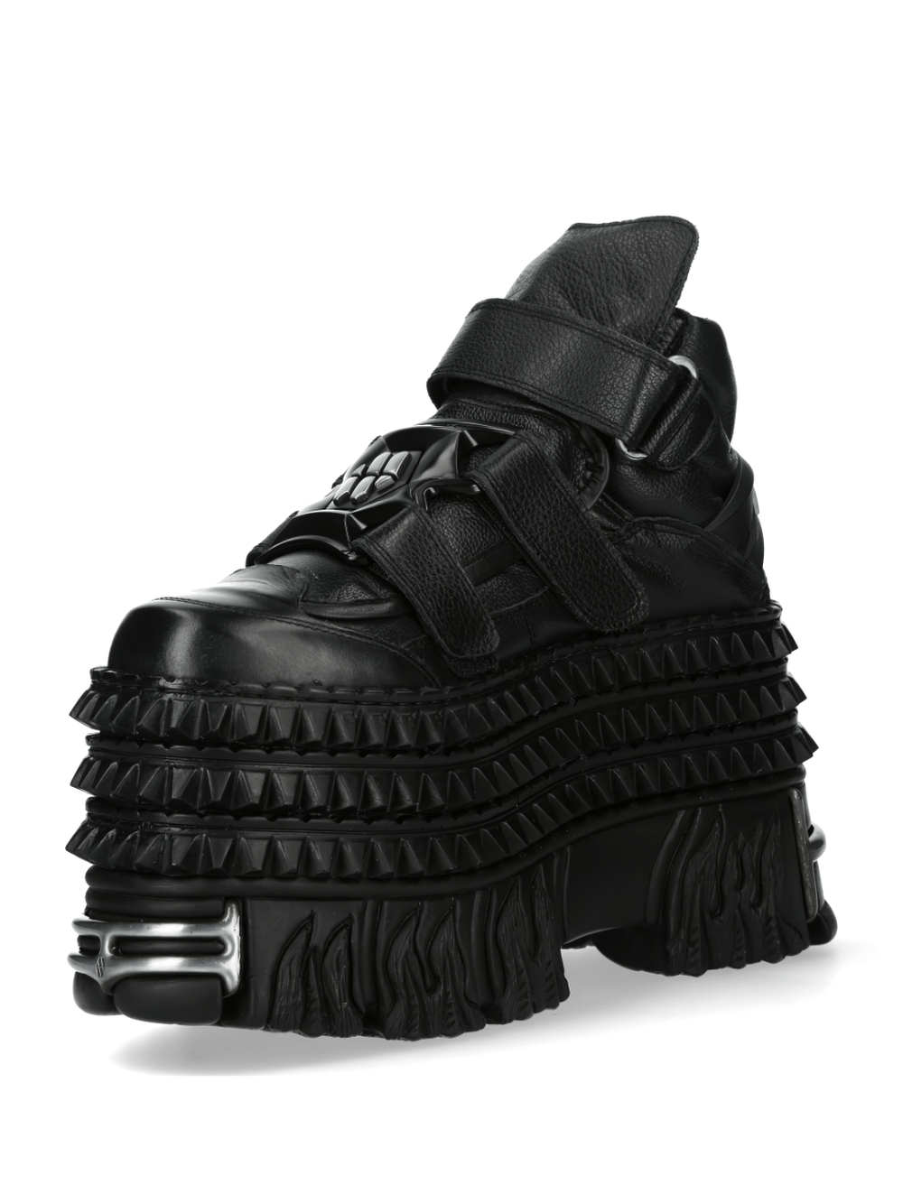 NEW ROCK edgy platform ankle boots with velcro and textured sole, designed for urban rock style enthusiasts.