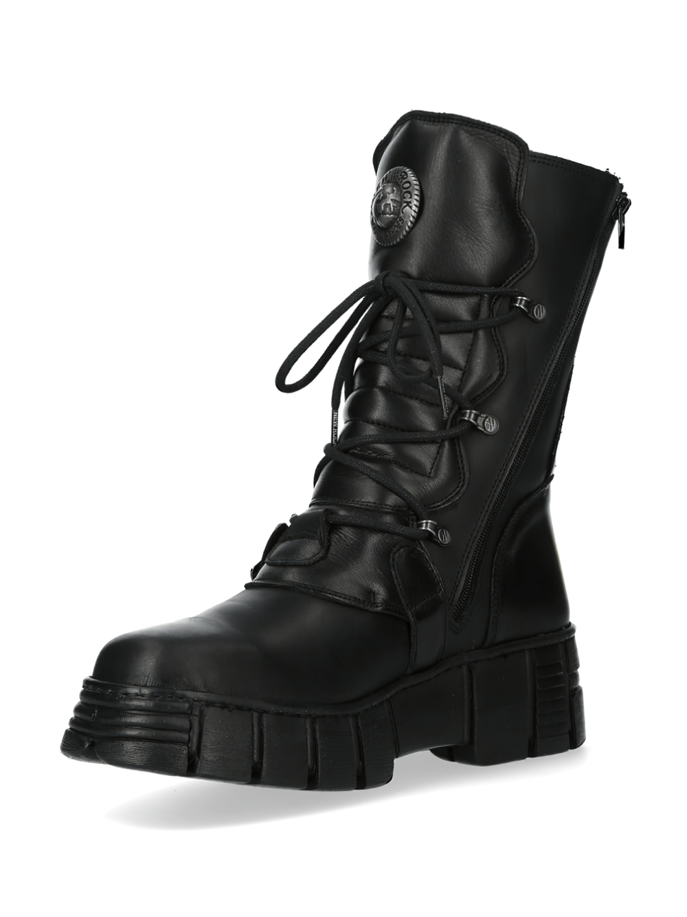 NEW ROCK Black Platform Ankle Boots with Buckles, edgy gothic style for fashion-forward individuals.