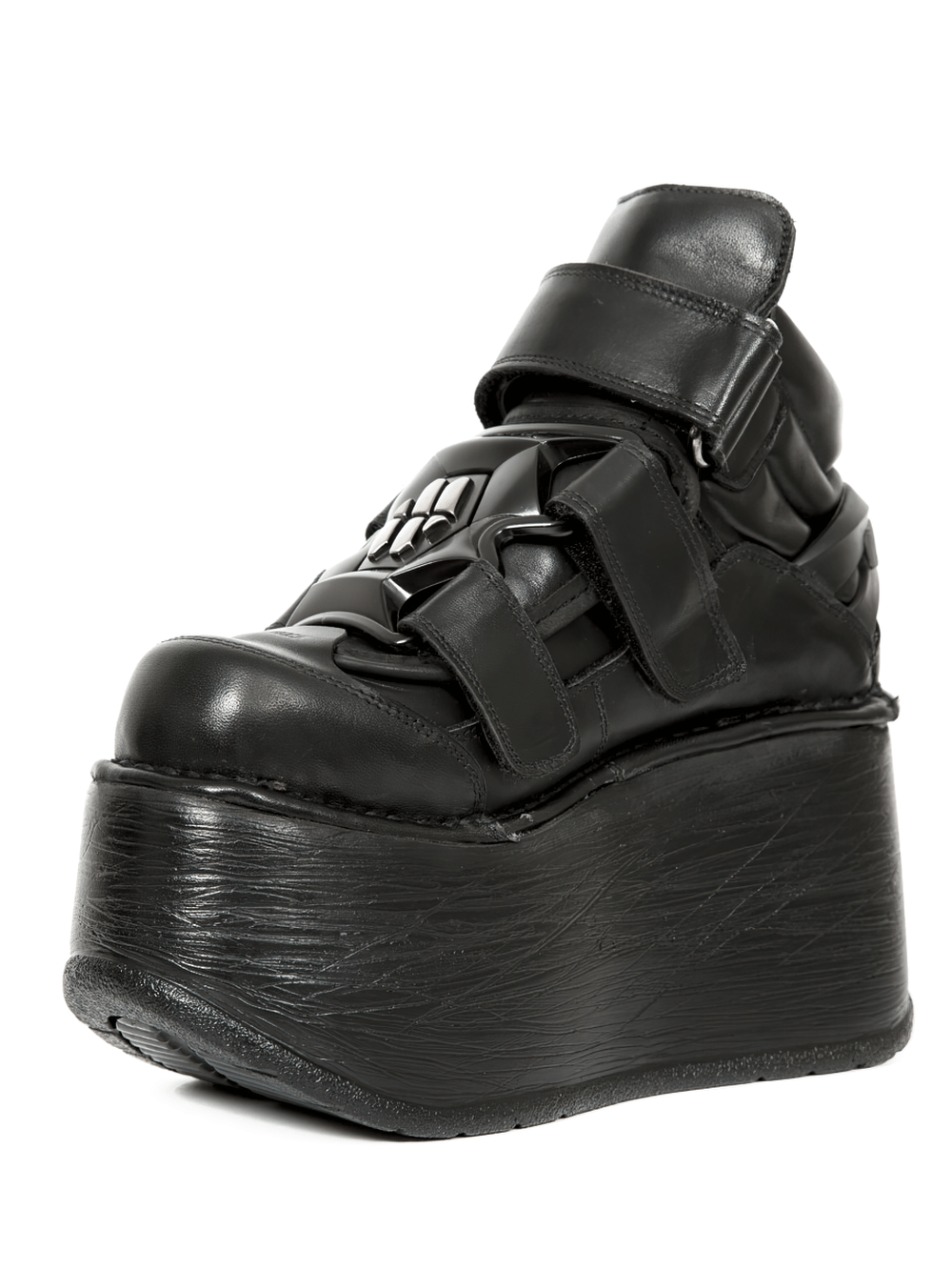 NEW ROCK Gothic ankle boots with velcro closure, featuring a 9 cm platform heel and edgy punk design.