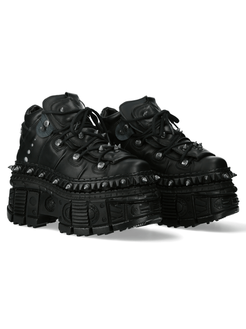 NEW ROCK Punk Schwarze Plateau-Stiefeletten mit Nieten