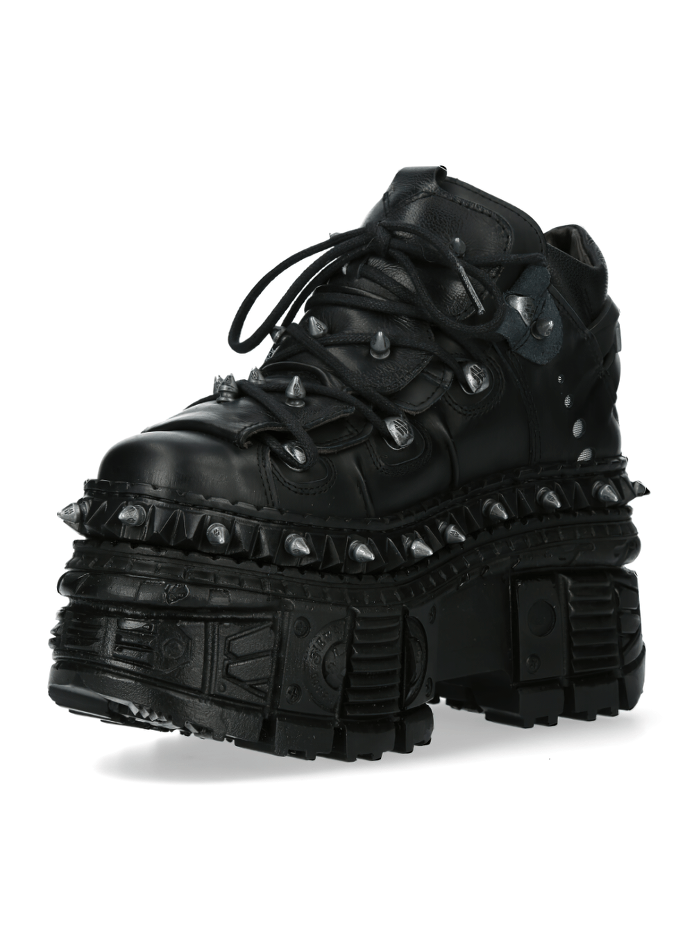 NEW ROCK punk black platform ankle boots with studs, featuring a gothic heavy metal design for bold style.