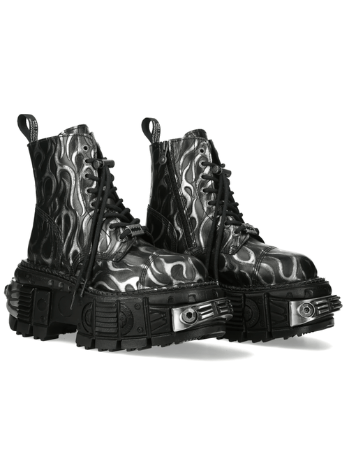 Botas Punk Flame de Tobillo con Diseño de Suela Industrial de NEW ROCK