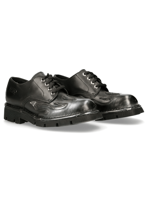 Chaussures à lacets punk pour femmes NEW ROCK avec motif de flammes embossées