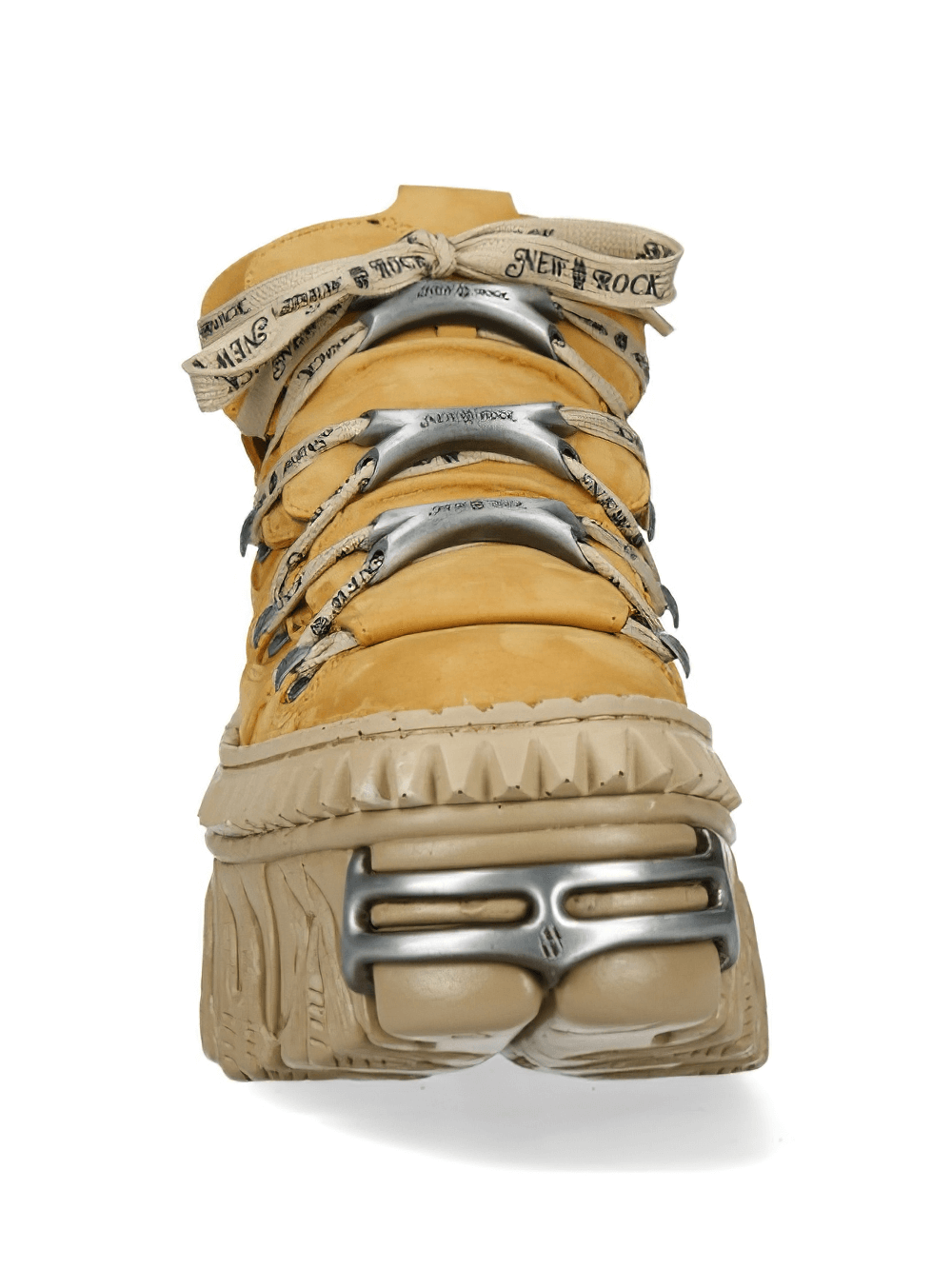 NEW ROCK yellow punk rock ankle boots with metallic accents and unique platform design, perfect for goth styles.